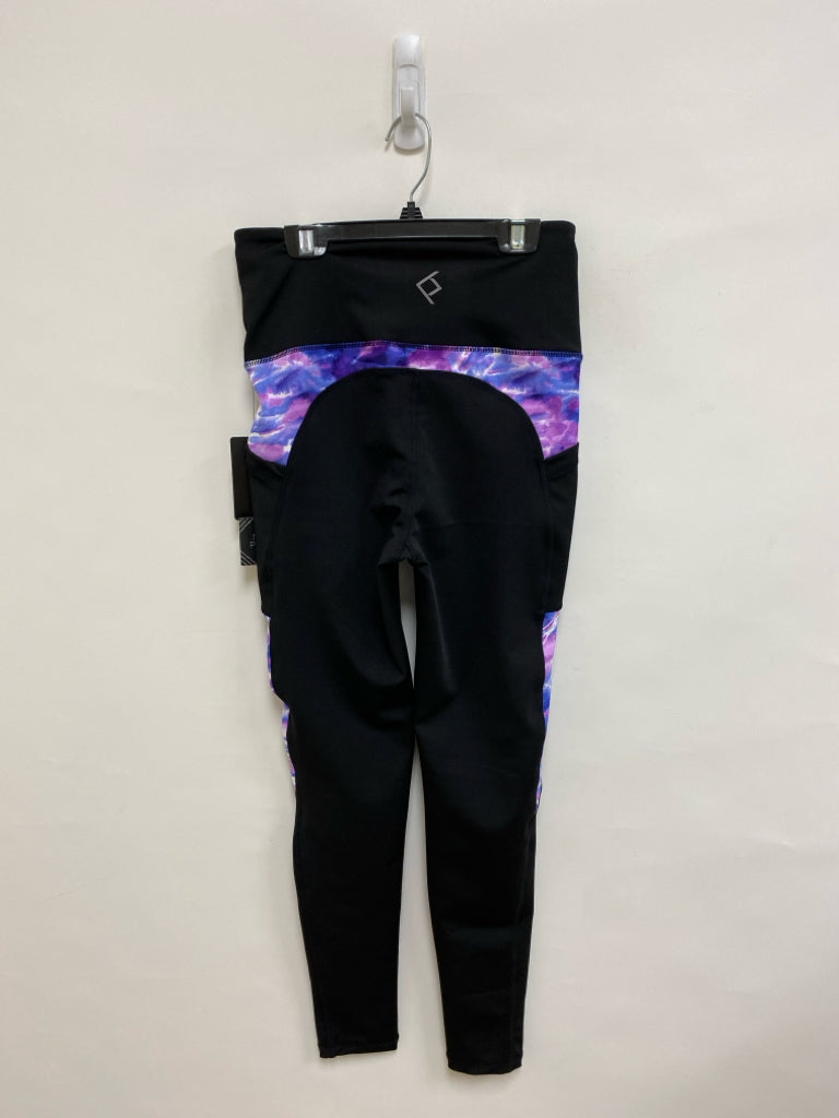 NWT Size M Black Purple/Blue Trimmed Athletic Leggings