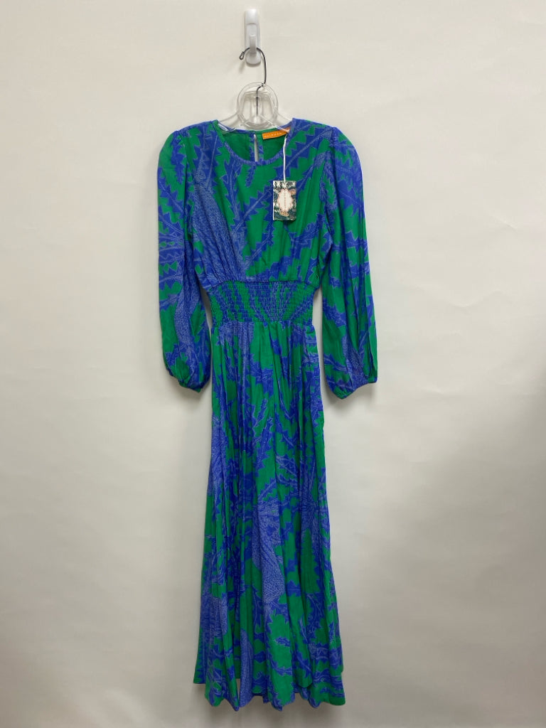 NWT Oliphant Size S Green Blue Floral Maxi Ladies Dress