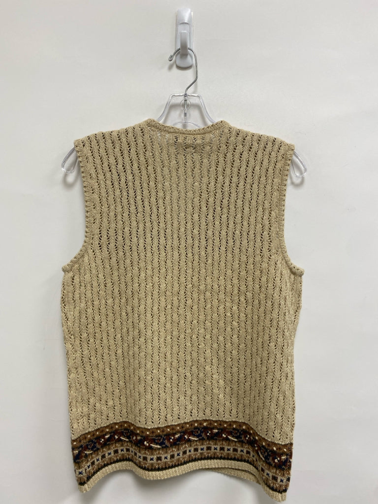 NWT Size S Tan/Brown Navy Flowers Ladies Sweater Vest