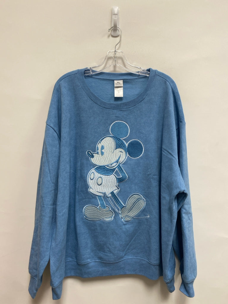 Disney Size 3X Powder Blue Mickey Mouse Embroidered Ladies Sweatshirt