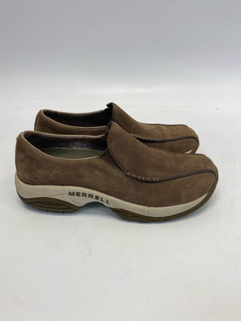 Merrell US Shoe Size 7.5 Brown Cream Trimmed Flats