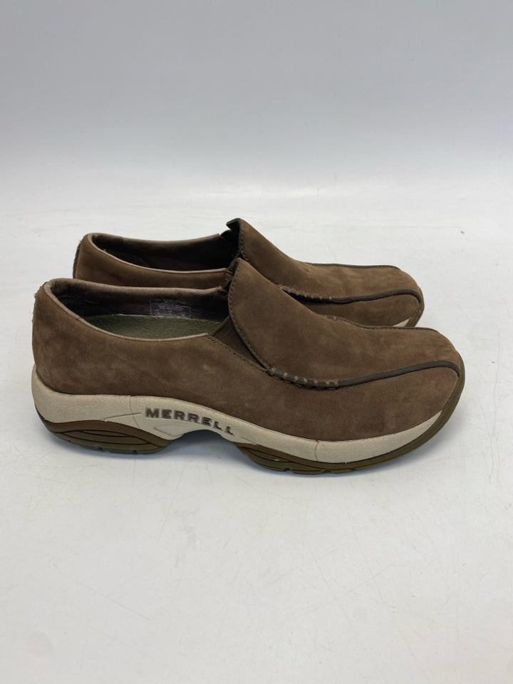 Merrell US Shoe Size 7.5 Brown Cream Trimmed Flats