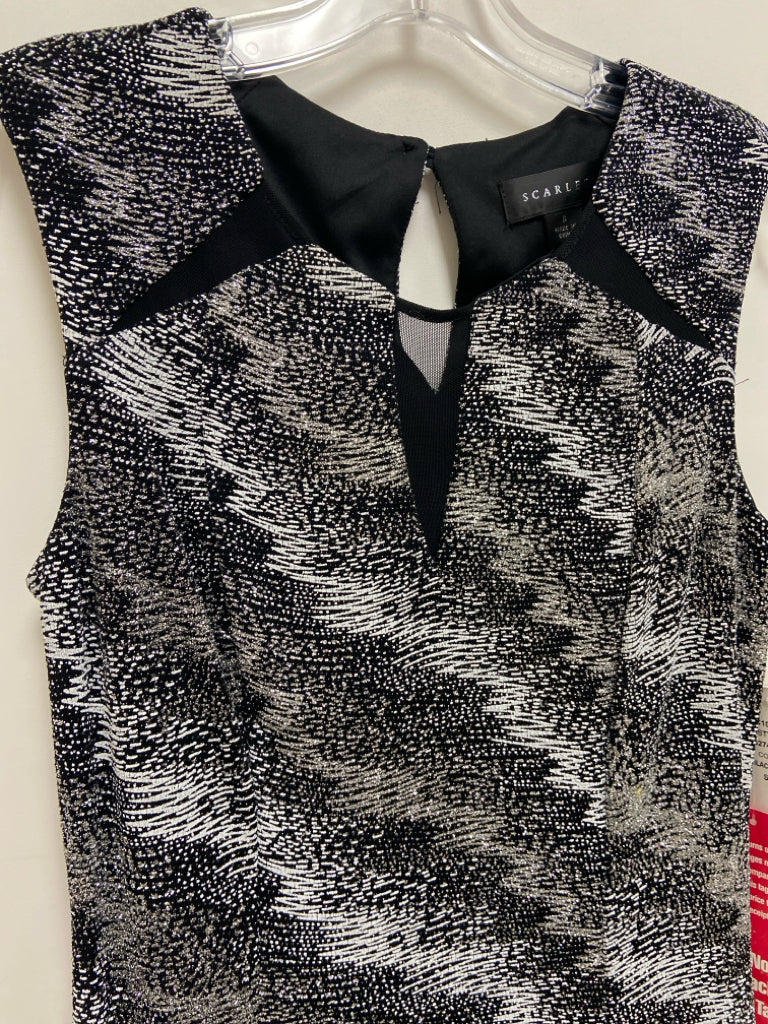 NWT Size 8 Black White/Silver Streaked Sleeveless Ladies Dress