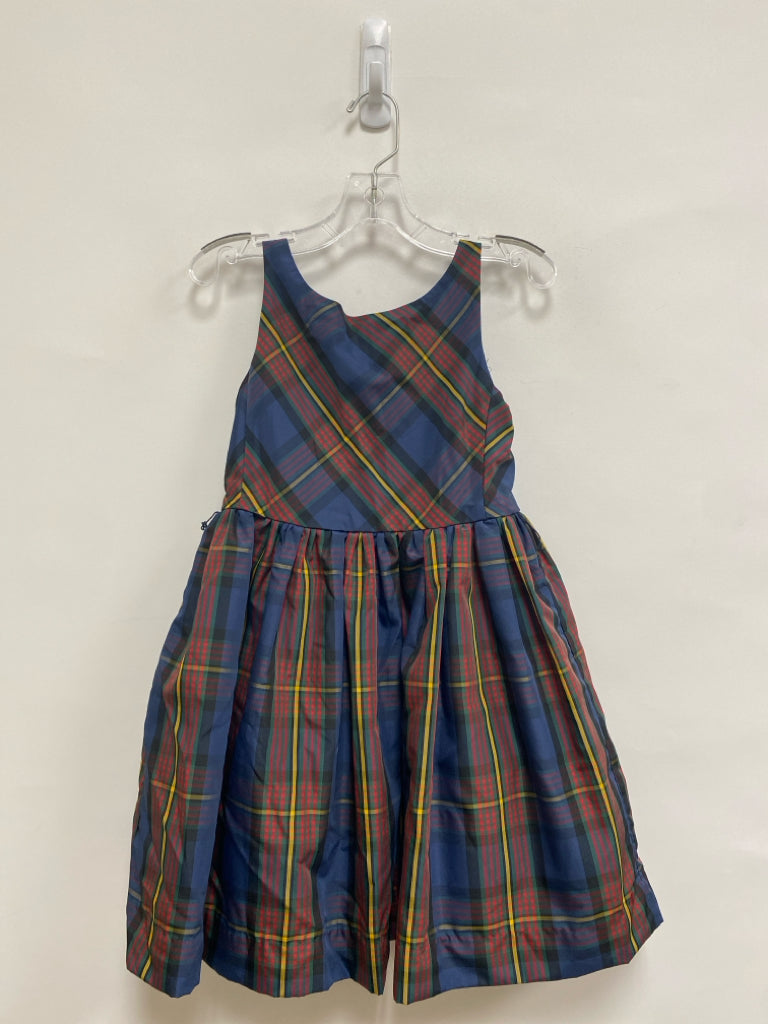 Ralph Lauren SIZE 6X Navy/Green Red/Yellow Plaid Sleeveless Girl&