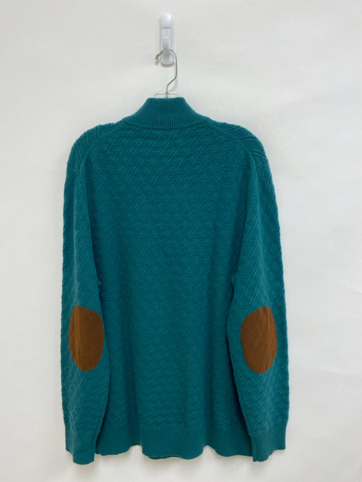 Brooks Brothers Size XXL Teal Green Quarter Zip Merino Men&