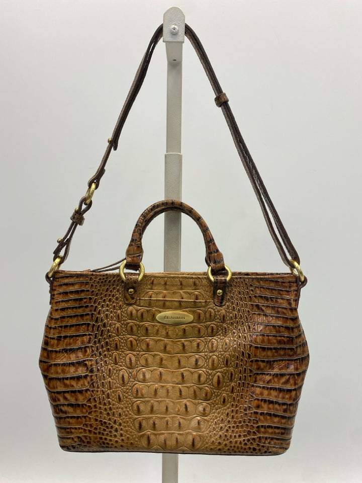 Brahmin Brown Embossed Leather Handbag