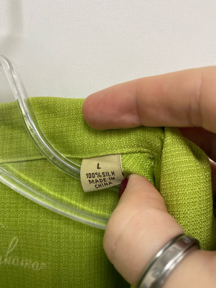 Tommy Bahama Size L Green White/Tan Tropical Button Up Men&