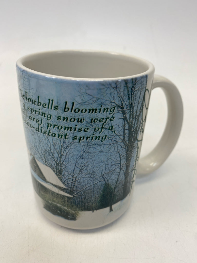 Bob Timberlake White/Blue Green Winter Ceramic Coffee Mug