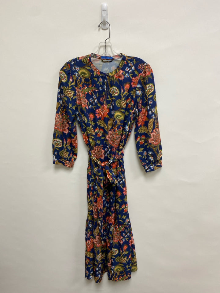 J McLaughlin Size S Navy Green/Coral Floral Ladies Dress