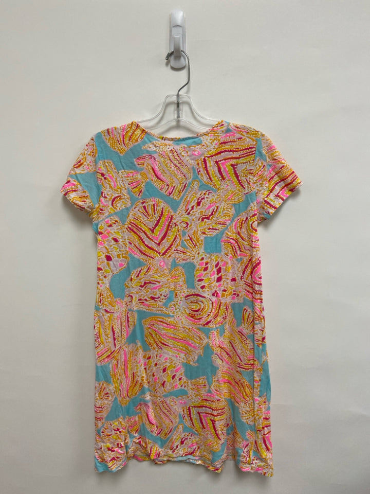 LILLY PULITZER SIZE 12/14 Aqua Yellow/Multi Shells Girl&