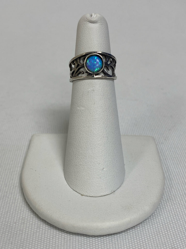Silver Light Blue Dots Ring