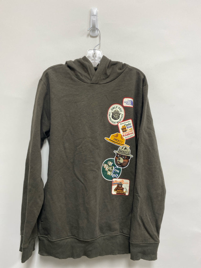 North Face SIZE 14/16 Dark Brown White/Red Hooded Boy&