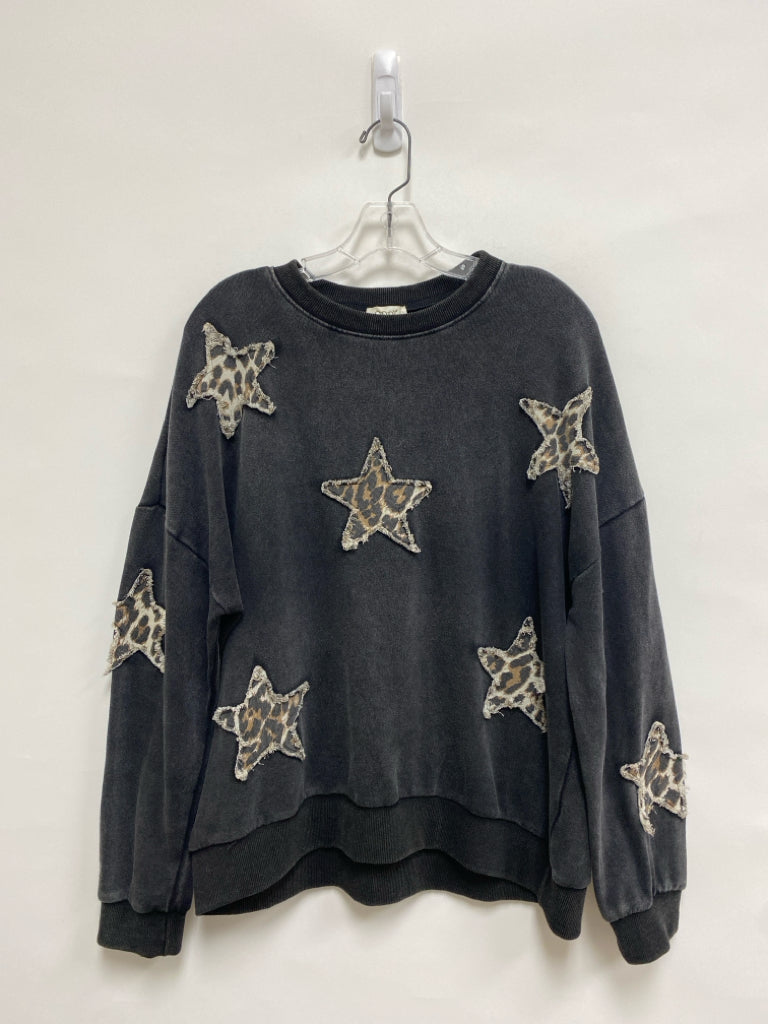 ODDI Size M Charcoal Tan Stars Ladies Sweatshirt