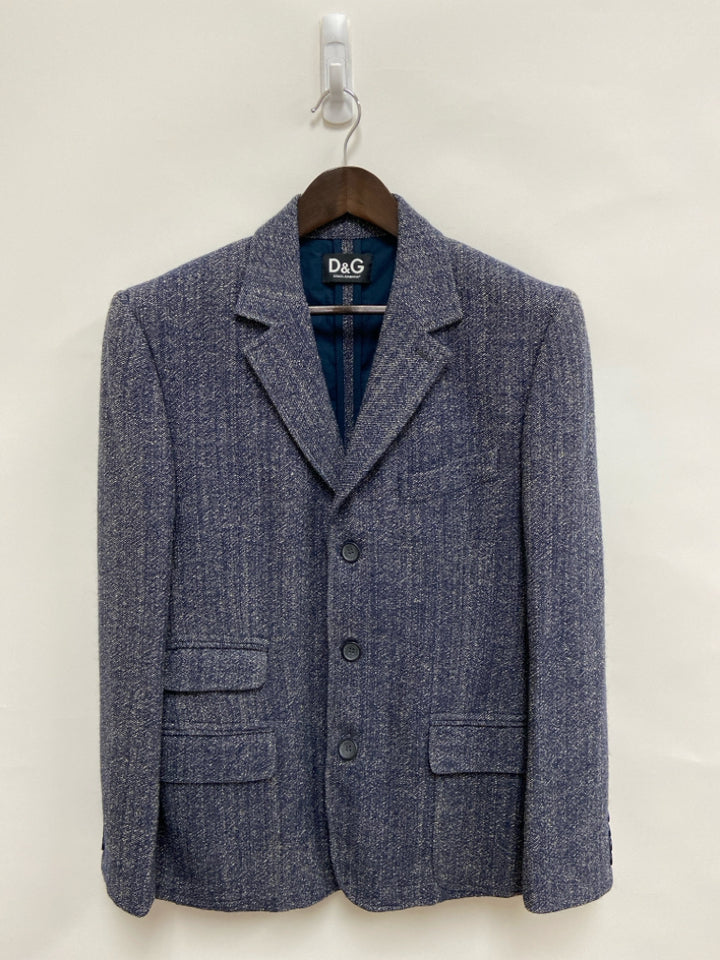 Dolce &amp; Gabbana Size 38 Navy Tan Mottled Wool Blend Men&