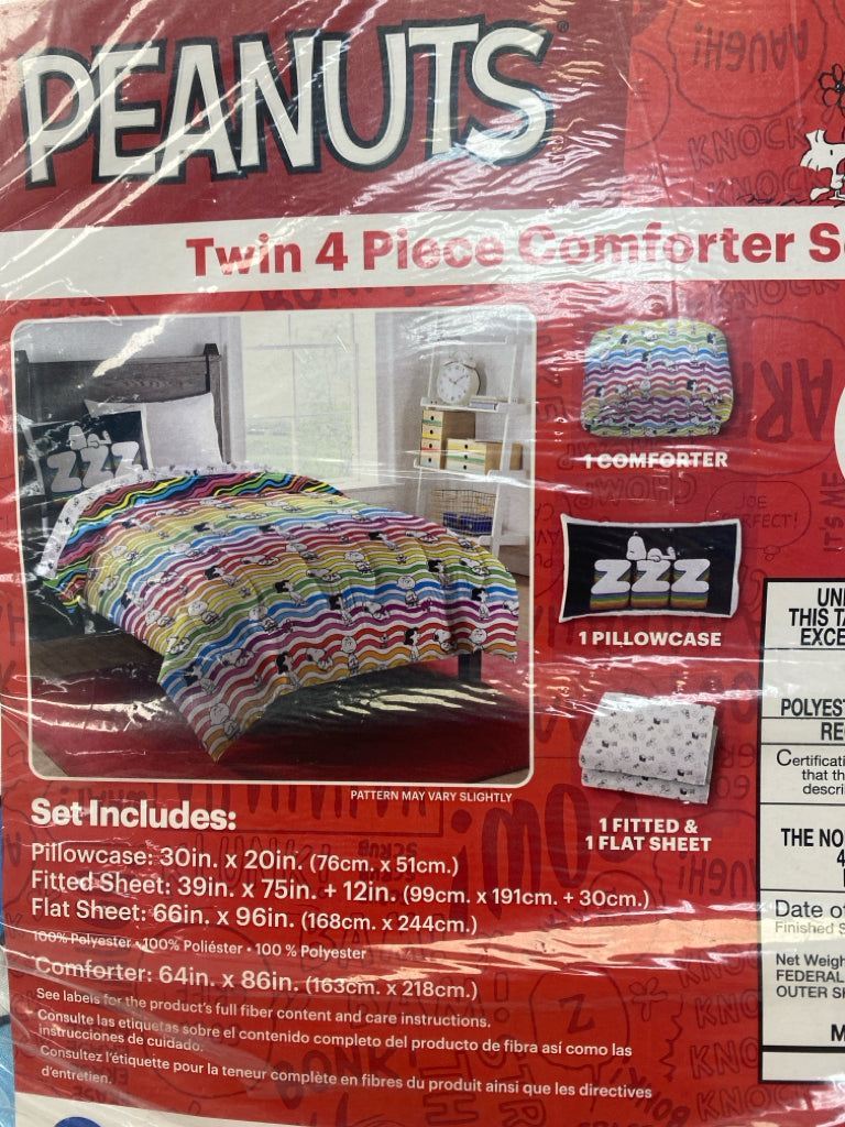 NEW/PKG Multi-Color Peanuts Gang Kids Bedding