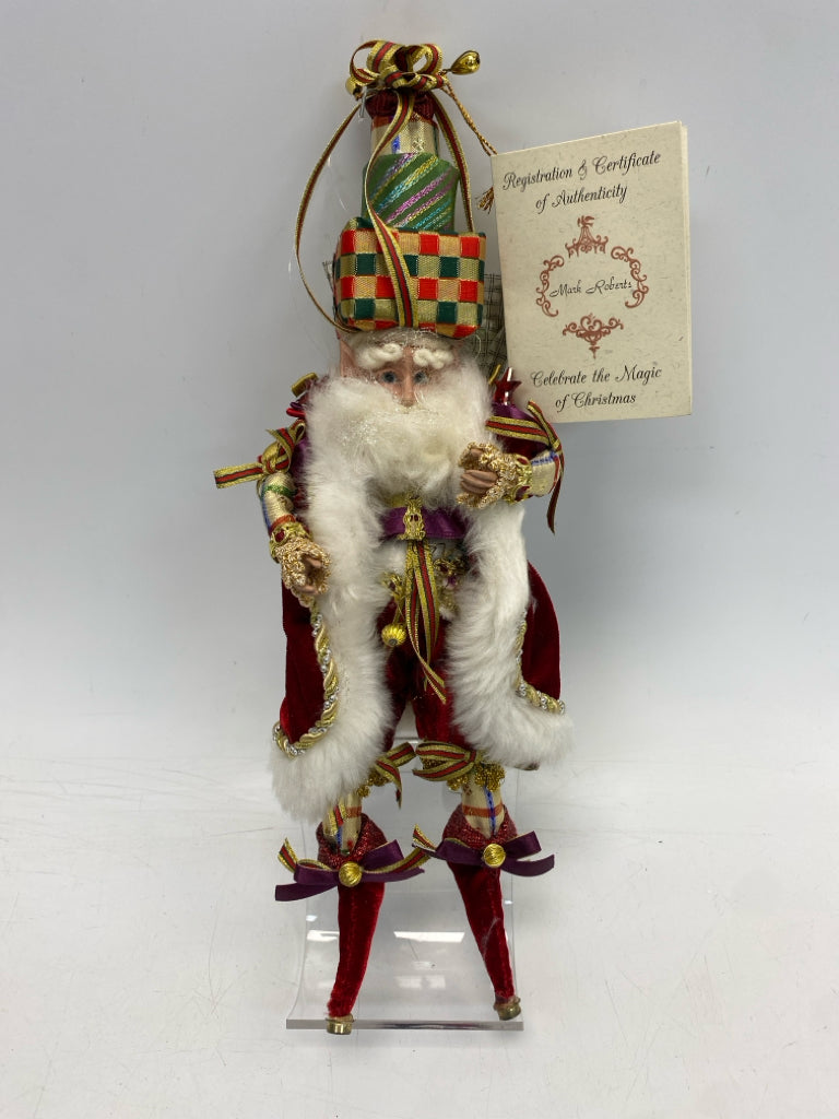 NWT Mark Roberts Burgundy Gold/Cream Santa Ornaments