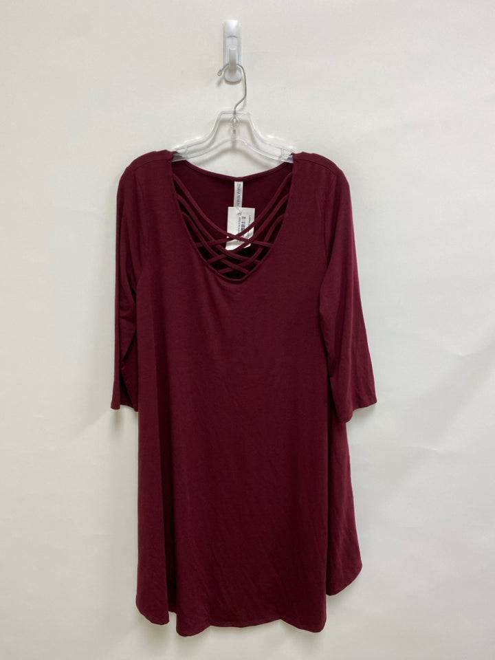 NWT Zenana  SIZE  1X Burgundy Criss-Cross Plus Size Dress