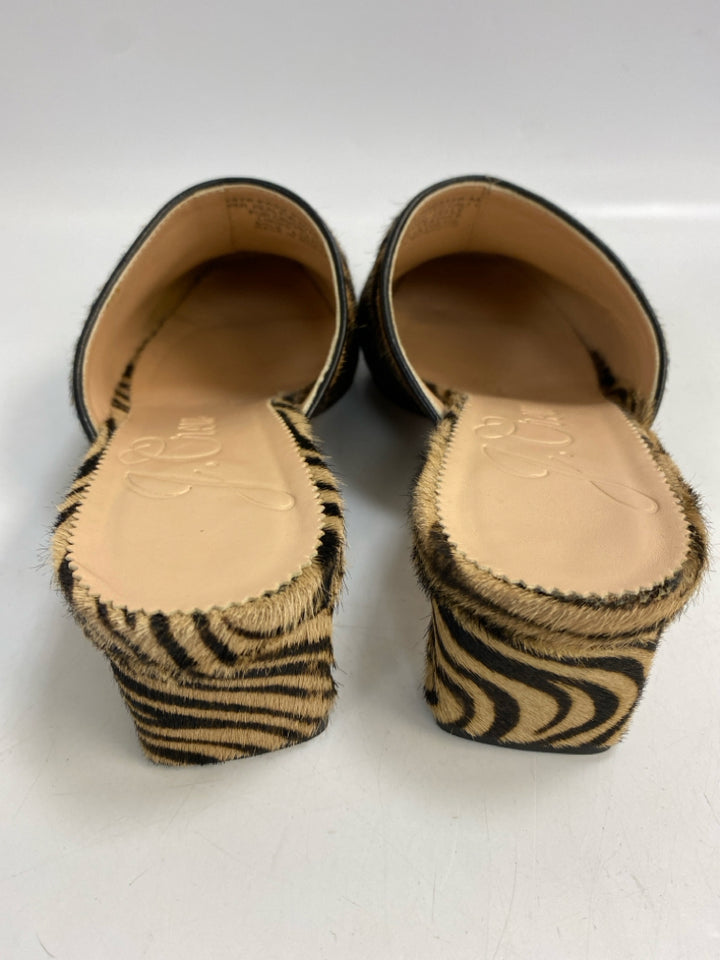 J Crew  Size 7 Tan/Blk Animal Print Sandals