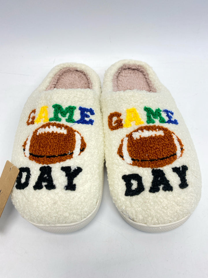 Size S, M, L White Gameday Slippers