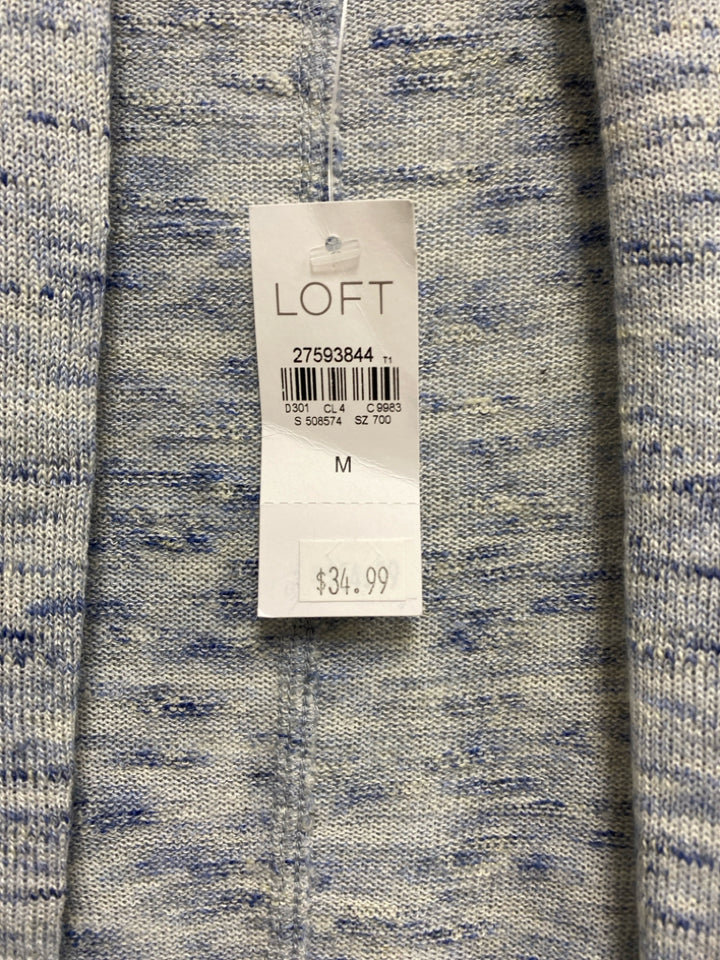 NWT LOFT Size M Blue White Streaked Drape Ladies Sweater