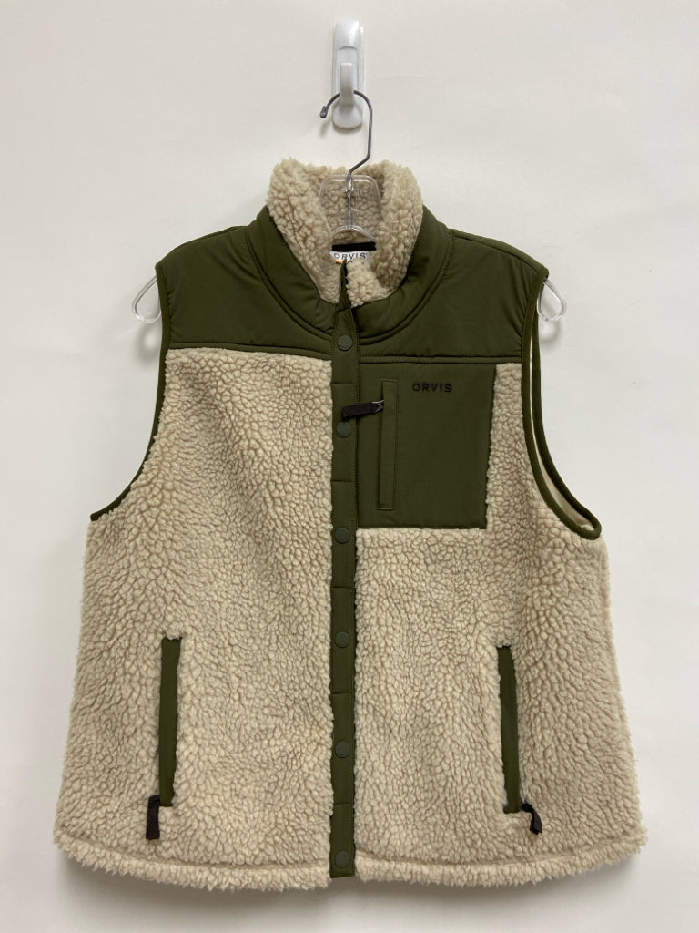 Orvis Size L Cream Olive Green Sherpa Ladies Vest