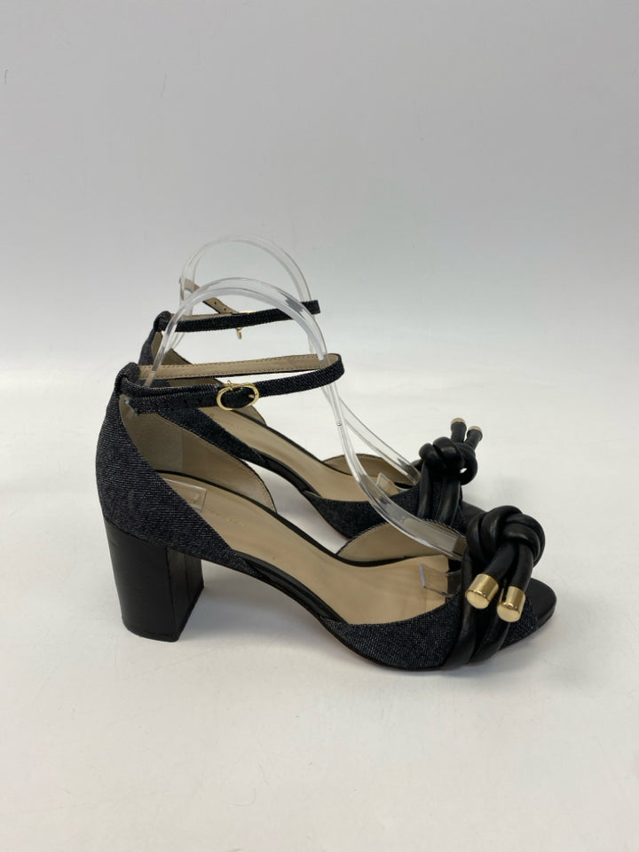 Anthropologie  Size 8 Black Knotted Denim Sandals