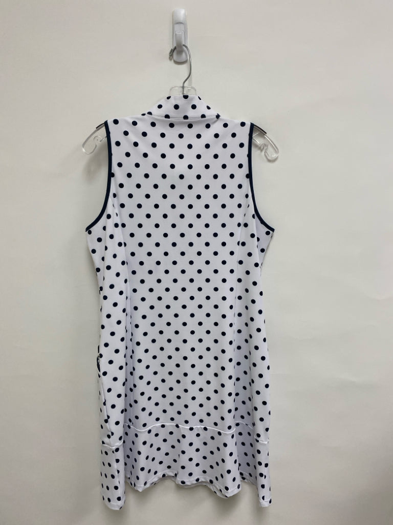 Size M White Black Polka Dot Sleeveless Athletic Dress