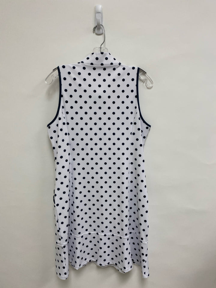 Size M White Black Polka Dot Sleeveless Athletic Dress