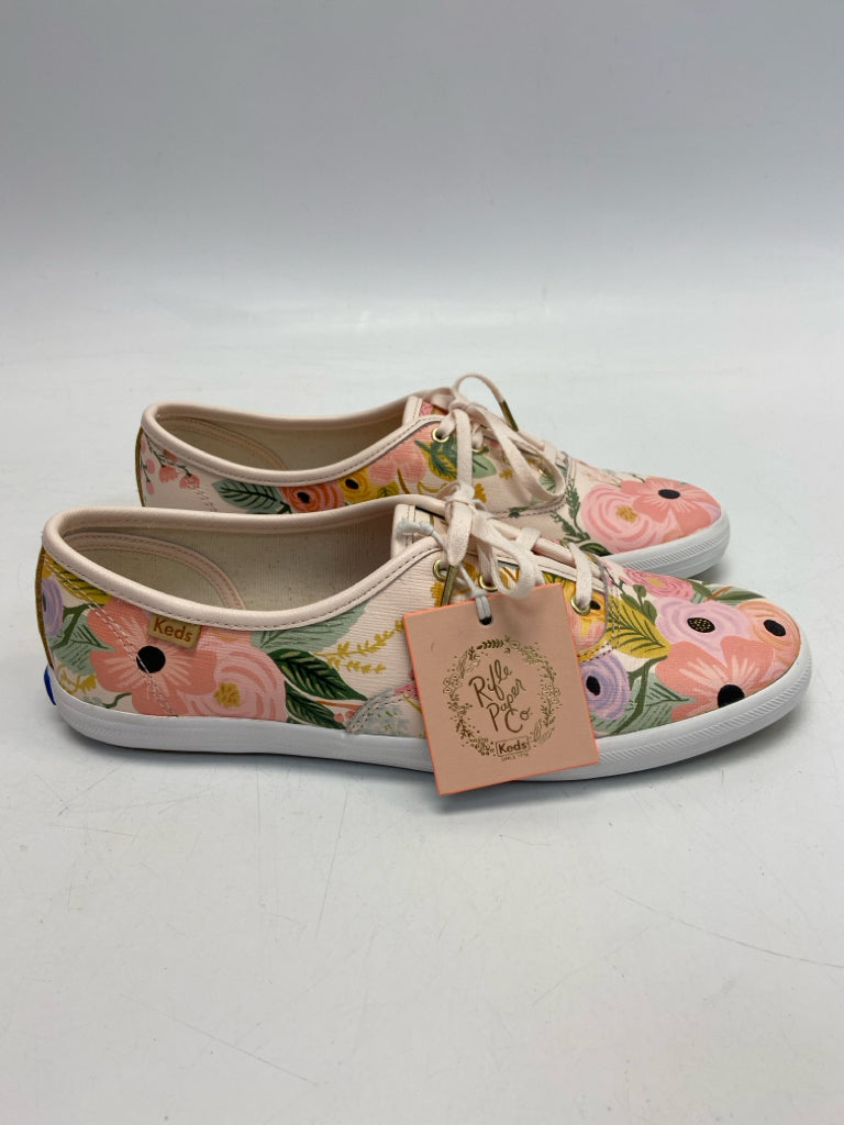NWT Keds  Size 9.5 Pink/Green Multi-Color Flower(s) Sneakers
