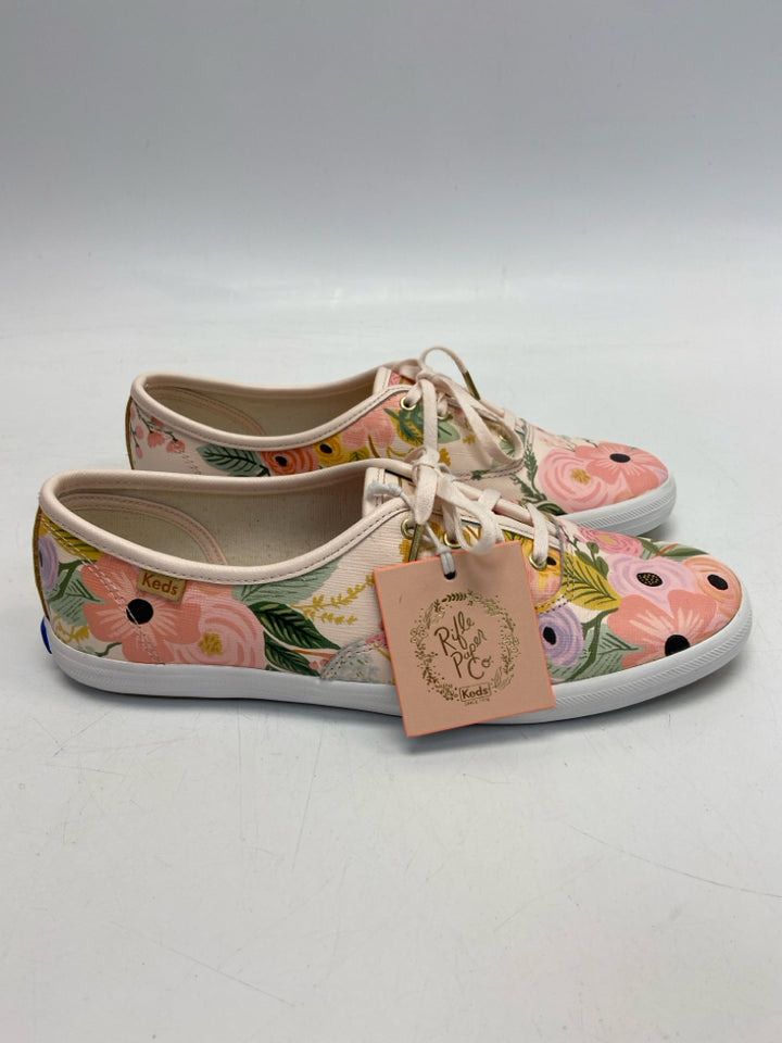 NWT Keds  Size 9.5 Pink/Green Multi-Color Flower(s) Sneakers