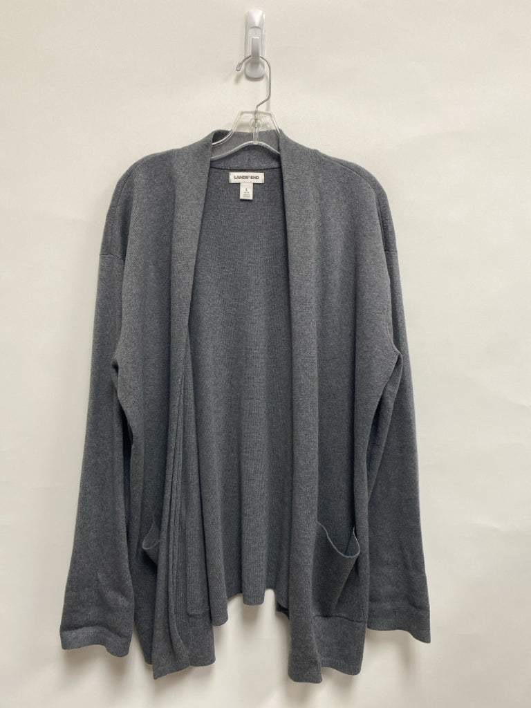 Lands End Size L Dark Gray Drape Ladies Sweater