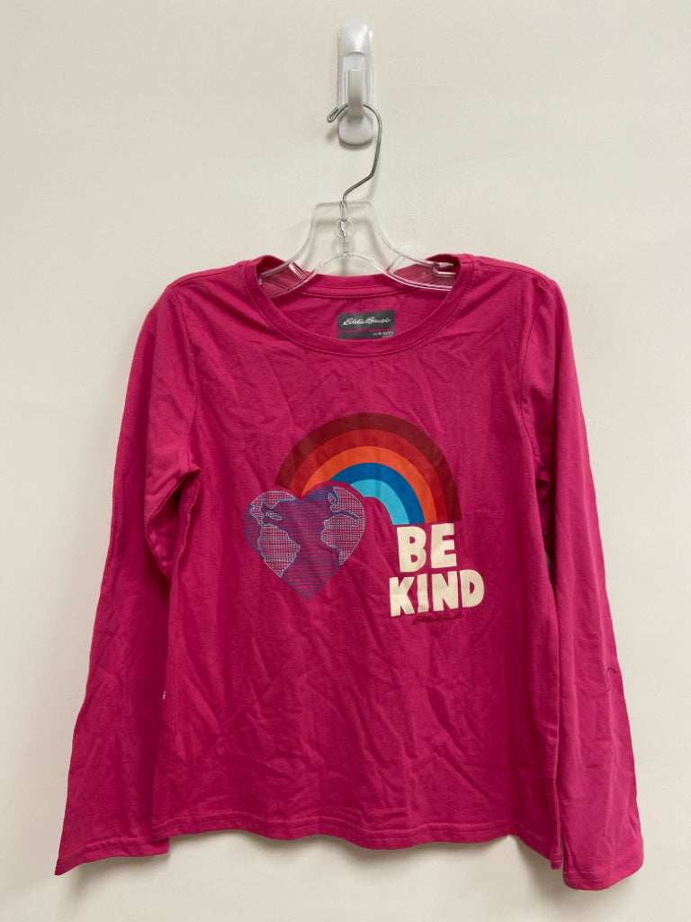 Eddie Bauer SIZE 10/12 Hot Pink Multi Color Words Long Sleeve Tee Girl&
