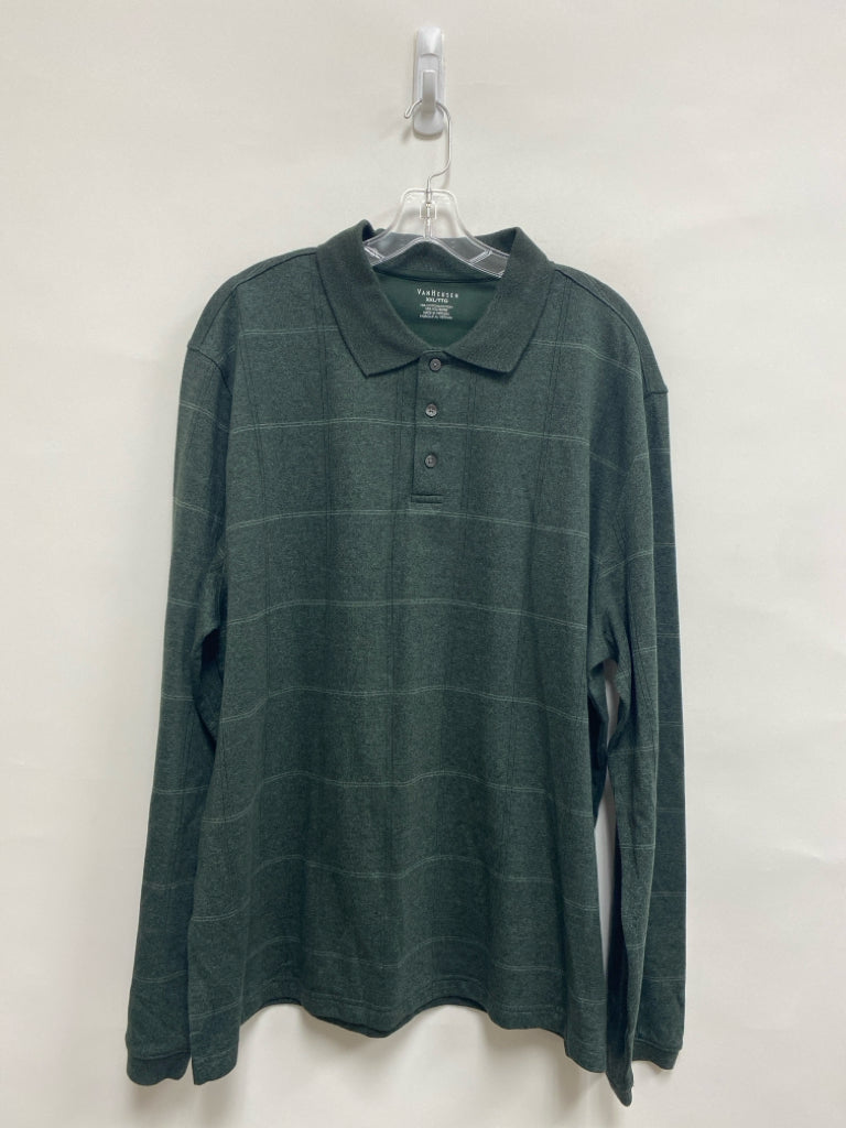 Van Heusen Size XXL Dark Green Gray Plaid Polo Men&