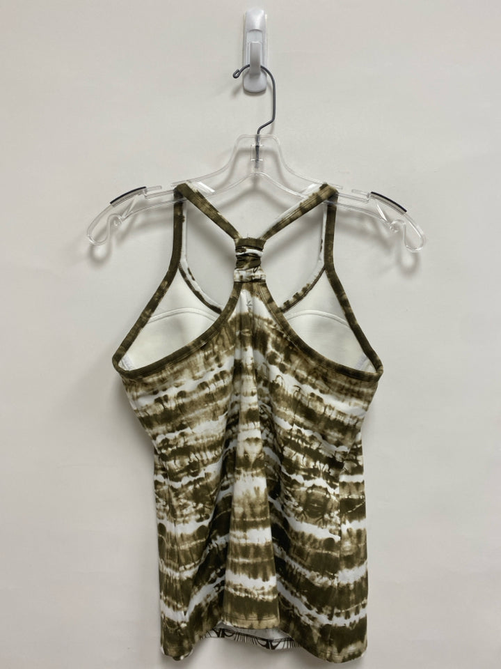 Athleta Size M Taupe White Tie Dye Tank Athletic Top