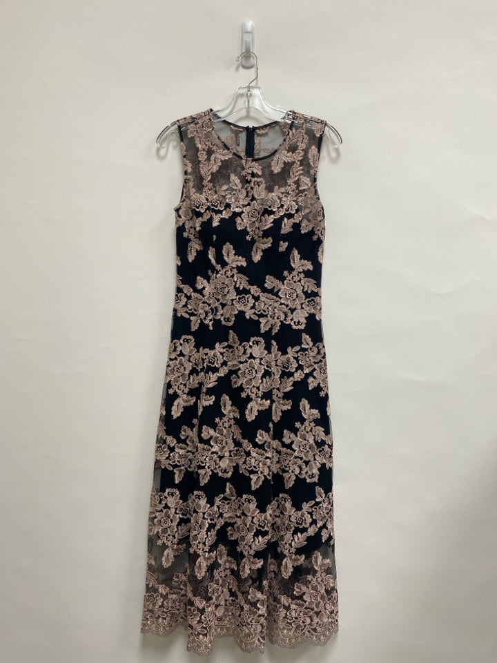 hithero Size 6 Black Pale Pink Lace Sleeveless Ladies Dress