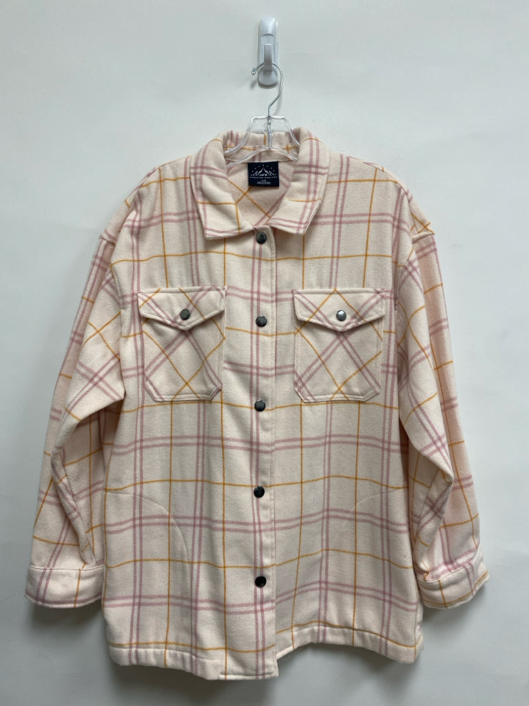 Size L Pale Pink Mustard Plaid Ladies Jacket