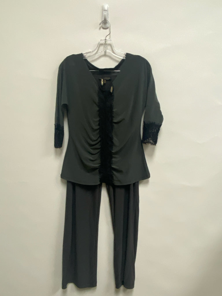 Picadilly Size M Charcoal Black Lace Ladies 2pc Pant Set