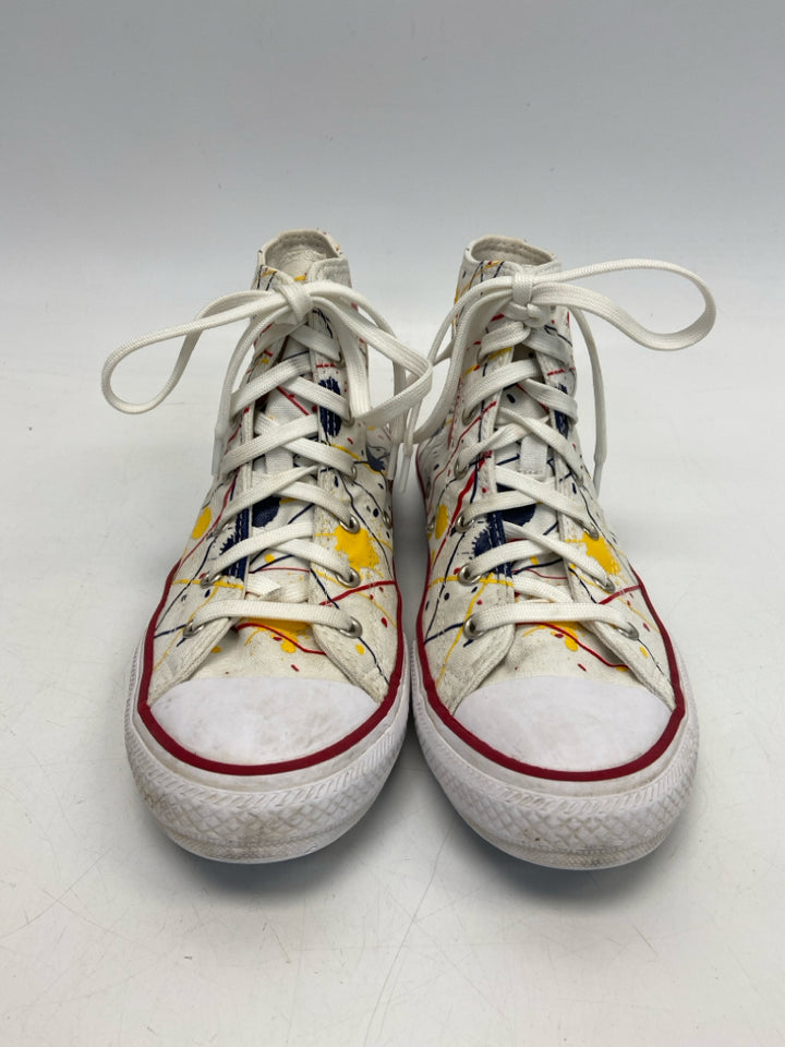 Converse  Size 6 White Multi-Color Splatter Sneakers