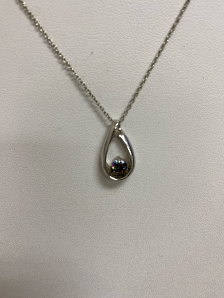 Silver Purple Teardrop Necklace