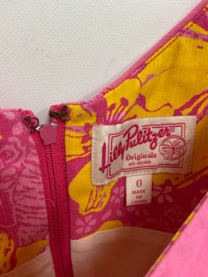 LILLY PULITZER Size 0 Pink/Yellow Flowers Sleeveless Ladies Dress
