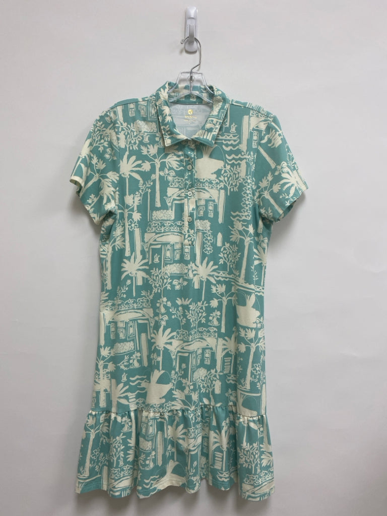 Spartina 449 Size L Seafoam Cream Tropical Polo Ladies Dress