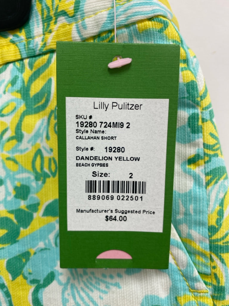 NWT LILLY PULITZER Size 2 Green Yellow/White Floral Ladies Shorts