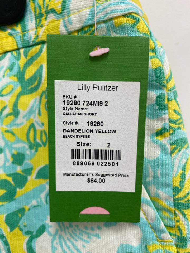 NWT LILLY PULITZER Size 2 Green Yellow/White Floral Ladies Shorts