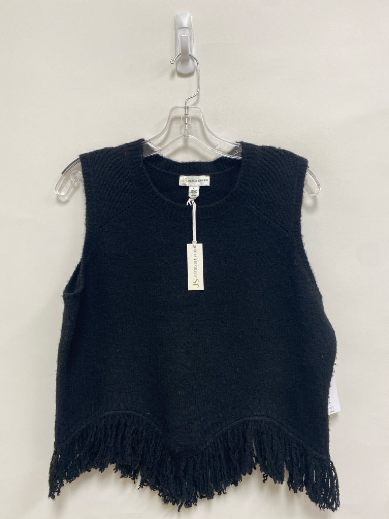 NWT Jessica Simpson Size L Black Fringe Sleeveless Ladies Sweater