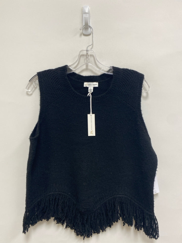 NWT Jessica Simpson Size L Black Fringe Sleeveless Ladies Sweater