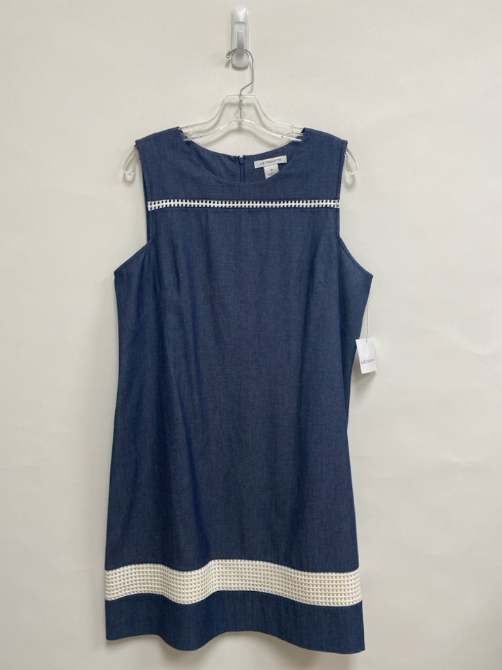 NWT Liz Claiborne Size 14 Dark Blue White Sleeveless Ladies Dress