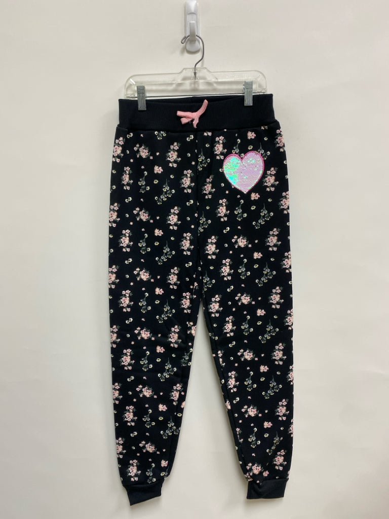 SIZE 10/12 Black/Pink Flowers Joggers Girl&