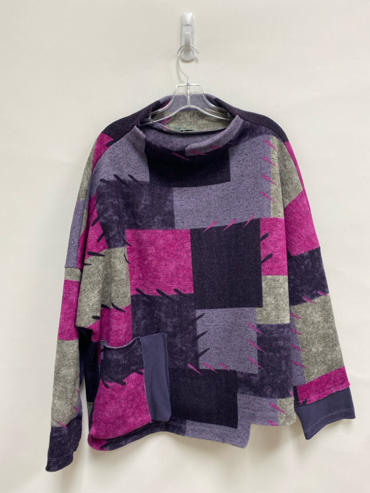 Chalet et ceci  SIZE  2X Magenta Purple/Gray Geometric Plus Size Sweater