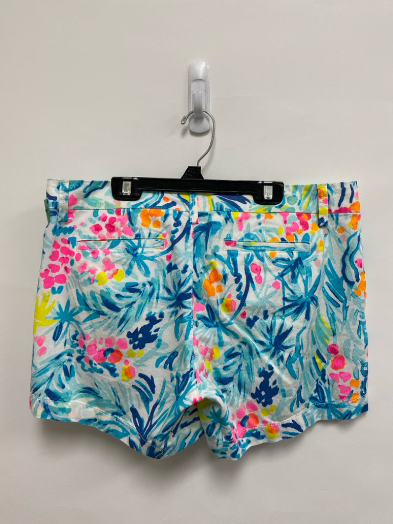 LILLY PULITZER Size 10 White/Blue Neon/Multi Abstract Ladies Shorts