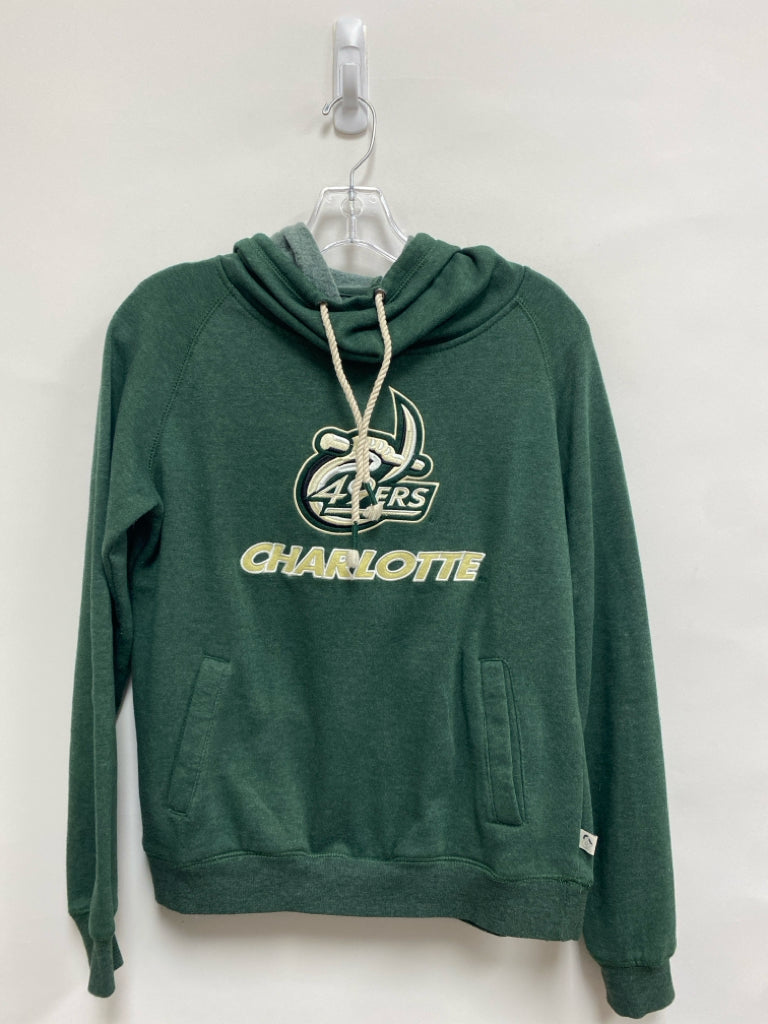 COLOSSEUM Size S Green Gold Words Hooded Ladies Top